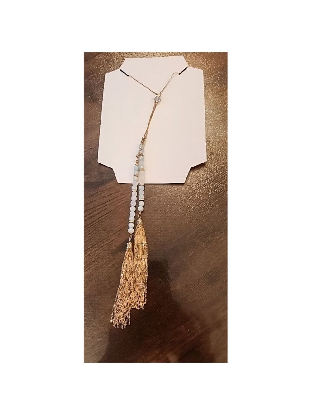 Romolo Mint Beaded Tassel Necklace - Picture 5 of 11